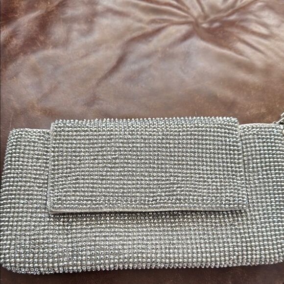 INC International Concepts Silver Crystal Evening Clutch NWOT